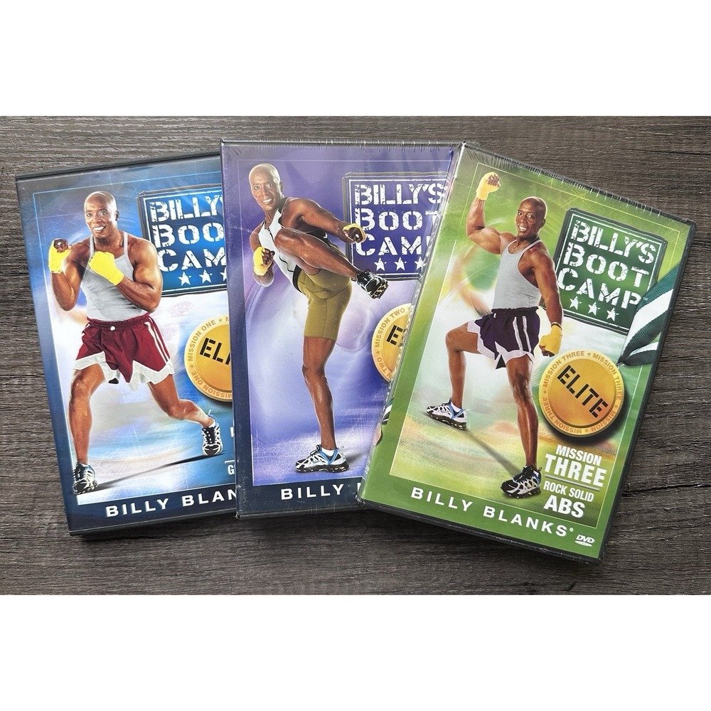 Lot of 3‎ Billy's Boot Camp Elite Workout DVD Set Mission 1 2 3 Tae Bo 2000s Y2K